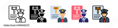 Law Enforcement Multiple Style Icon Set Collection. 