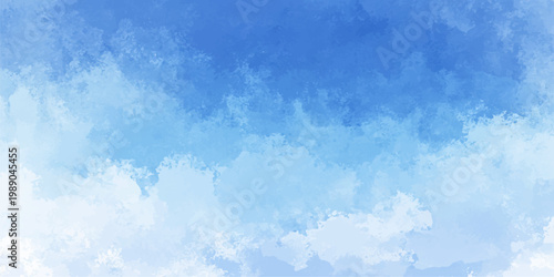 A beautiful summer day features fluffy white clouds drifting across a bright blue sky background in a clear, natural atmosphere filled with sunny light and a peaceful cloudscape