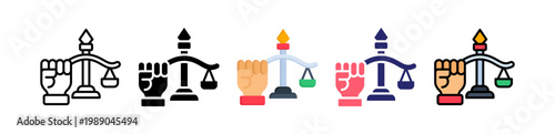 Civil Rights Multiple Style Icon Set Collection. 