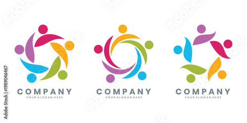 Abstract community logo set with people figure