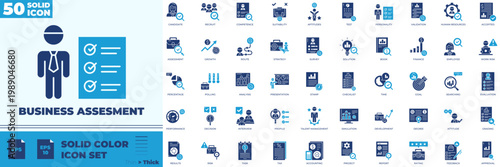 Business Assesment Solid Color Editable Icons set