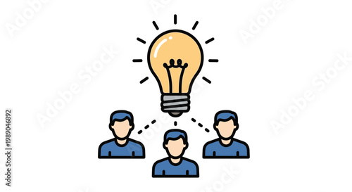Three people with a lightbulb idea.