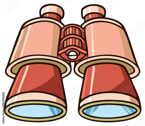 Cartoon Illustration of Coral Binoculars for Observation and Exploration