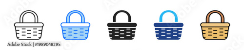 Dinner Basket Icon Set Multiple Style Collection