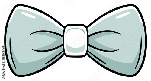 Stylish light blue formal bow tie accessory cartoon vector illustration