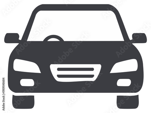 Car Front Silhouette. Vehicle, Transport Icon. Automotive Design Element for Graphics.