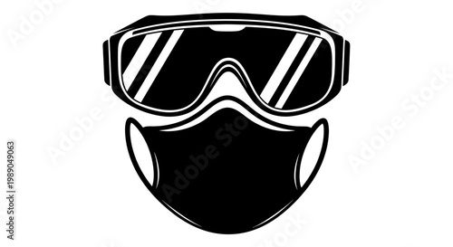 Safety Goggles and Face Mask Icon - Protection and Health Symbol