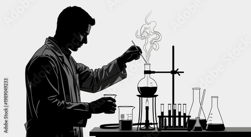 Scientist Conducting Chemical Experiment in Laboratory