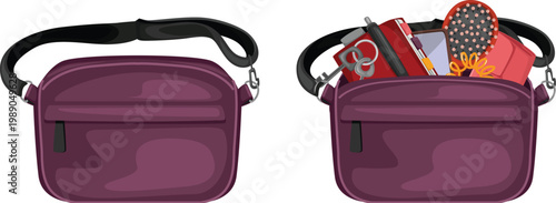 Realistic white bum bag with zipper for travel and sport vector