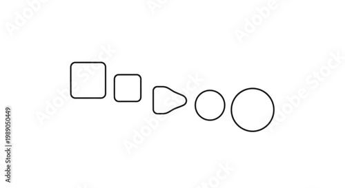 Geometric shapes in a row.