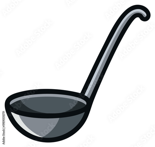 Grey kitchen soup ladle utensil for cooking and serving food