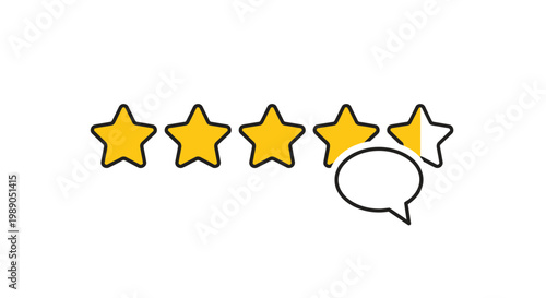 Rating stars with speech bubble icon.