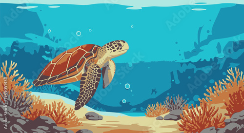 Sea turtle swimming underwater ocean 3.