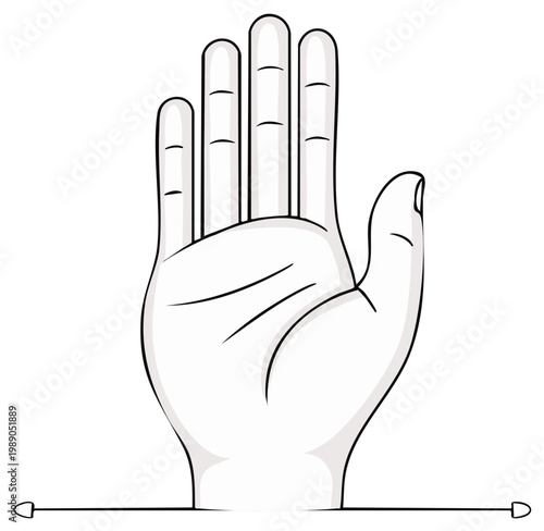 Open hand gesture conveying stop or pause symbol illustration with clean lines