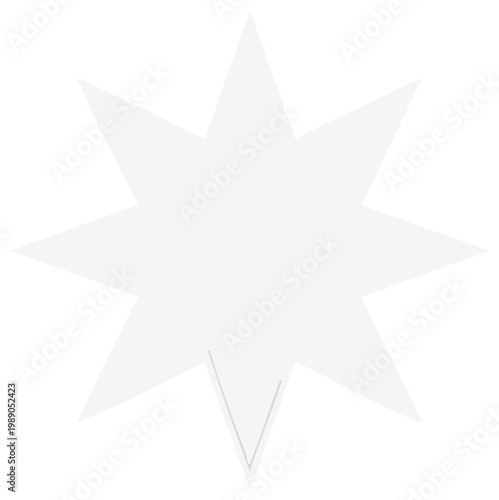 Simple white eight pointed star, a minimalist geometric shape and graphic element