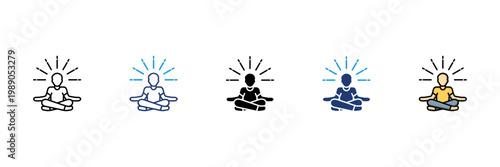 Meditation Icon Set Multiple ...