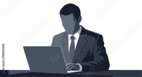 businessman working on laptop, office professional