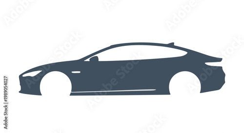 flat vector illustration of a dark blue car icon on white background