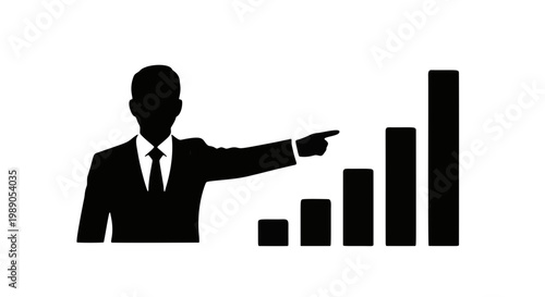 Businessman pointing to growing bar chart, success concept