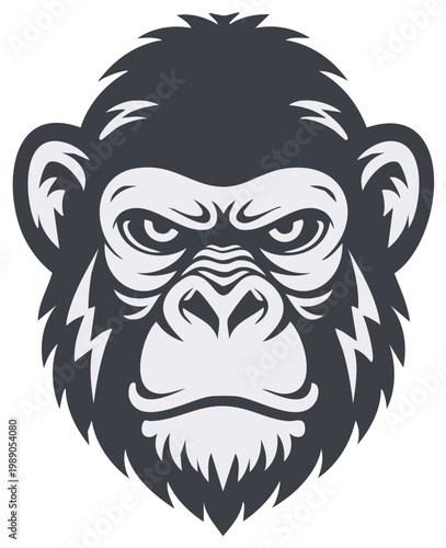 Fierce Gorilla Head Mascot Vector Illustration Angry Ape Face for a Logo or Emblem