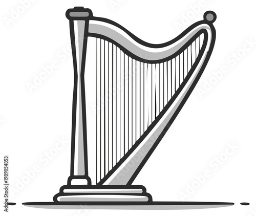 Elegant Harp Illustration Musical Instrument Silhouette Classic Design