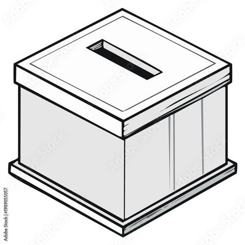 Isometric view of a ballot box illustration, concept for voting and elections.