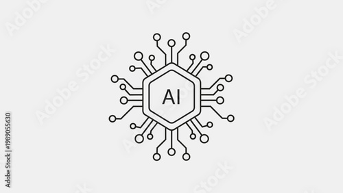 Modern Artificial Intelligence Processor Chip Icon Illustrating Machine Learning, Data Processing, and Neural Network Technology Concepts