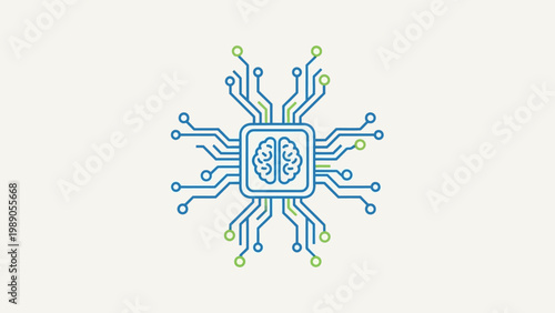Abstract line art depicting a complex neural network within a stylized human brain, symbolizing advanced artificial intelligence, machine learning, and computational thought processes