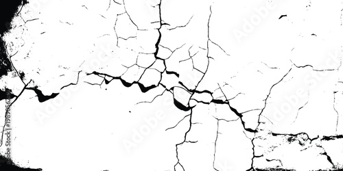 Artistic urban decay and industrial ruin texture. Black and white cracked wall texture background. Vector eps10