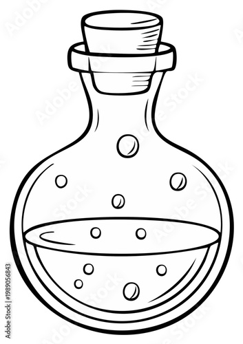 Cartoon Potion Bottle with Bubbles in Vector Illustration