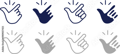 Hand Snapping Gesture Silhouette Set, Finger Snap Sound Vector Illustration and Web Icon Clipart Symbol Collection for Social Interaction Decorative Designs