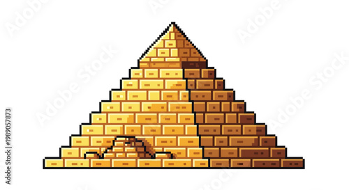 Ancient Egyptian Pyramid Structure with Detailed Stone Blocks.