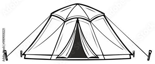 Camping tent sketch vector illustration outdoor adventure concept