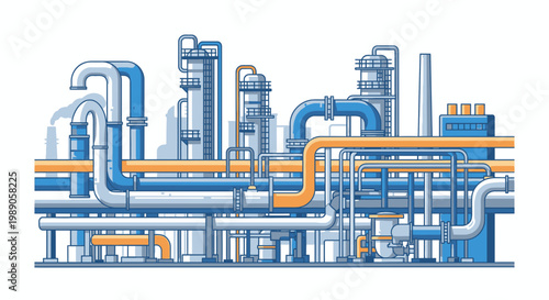Industrial pipeline system with tubes.