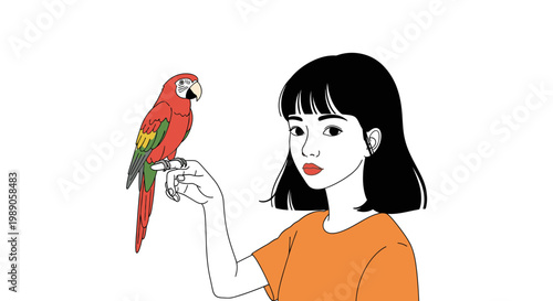 Woman holding colorful parrot bird 5.