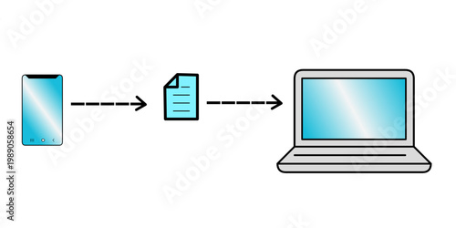 Digital file transfer from mobile smartphone to laptop computer for data synchronization