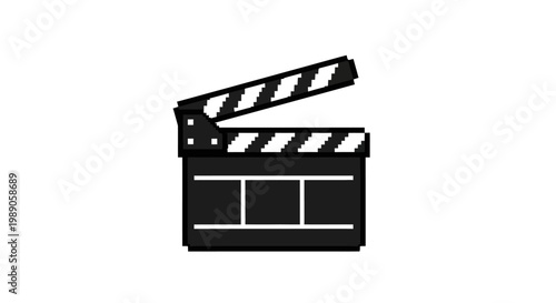 Classic Black Movie Clapperboard Icon for Filmmaking.