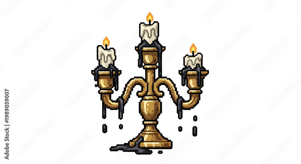Fototapeta premium Antique Candelabra with Dripping Wax and Burning Candles.