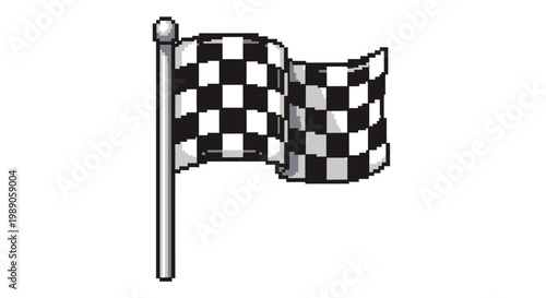Checkered Flag Waving on Pole Symbolizing Victory and Racing.