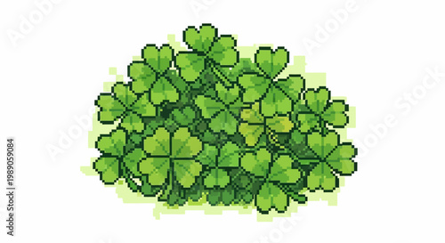 A Lush Cluster of Vibrant Green Four-Leaf Clovers.