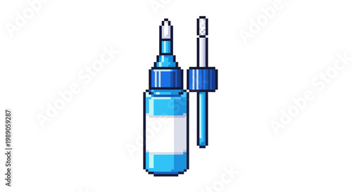 Blue Dropper Bottle with Cap and Pipette.