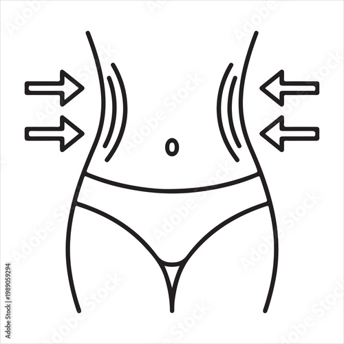 A woman's lower body with arrows pointing to the sides