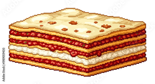 Delicious Layered Lasagna Food Illustration.