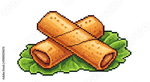 Crispy Golden Spring Rolls on Fresh Green Lettuce.