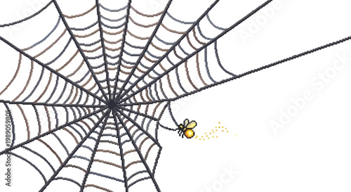 A small spider is building its web.