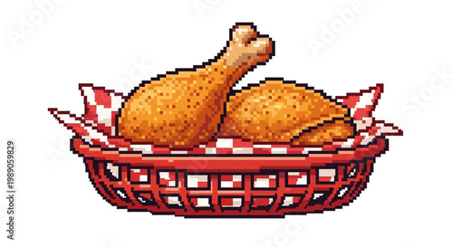 Crispy Fried Chicken Drumsticks and Thigh in Basket.