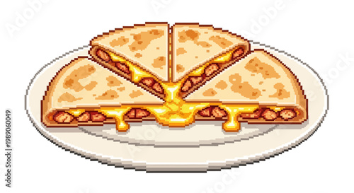 Deliciously Melted Cheese Quesadilla Slices on a Plate.
