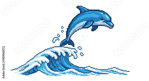 A joyful dolphin leaps from a cresting ocean wave.