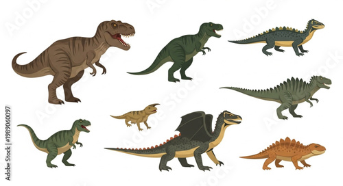 Collection of diverse dinosaur figures in various poses.
