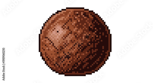 A single brown textured spherical object isolated on white.